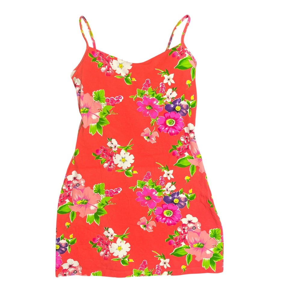 Moda Intl Y2K 90s Mini Dress XS Floral Tropical Coquette Bodycon Vacation Girlie